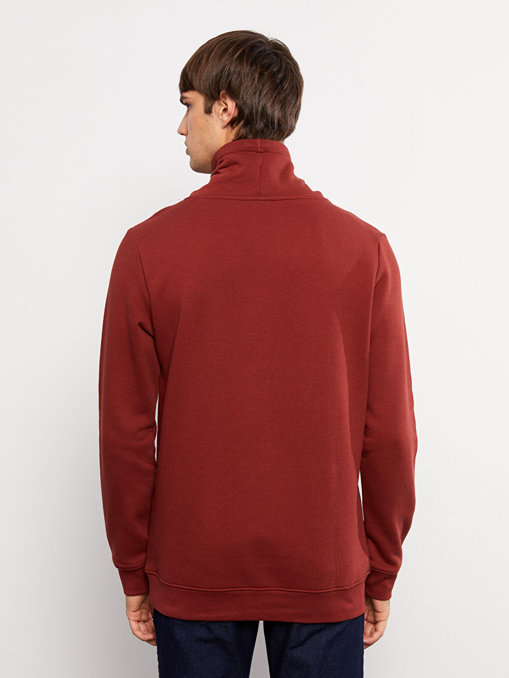 LCW Casual Bordo Keşiş Yaka Uzun Kollu Baskılı Erkek Sweatshirt - 4