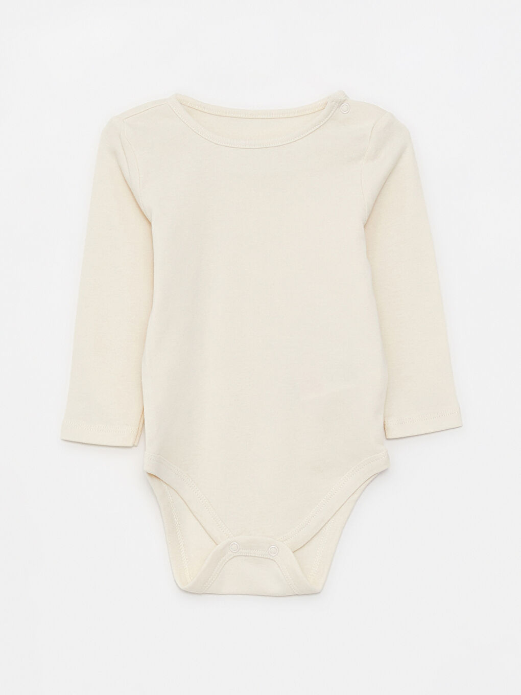 ياقة دائرية كم طويل بدلة جسم سادة للبنات الرضع مع كباسين في منطقة الحفاض - عبوة من ٥ قطع-2