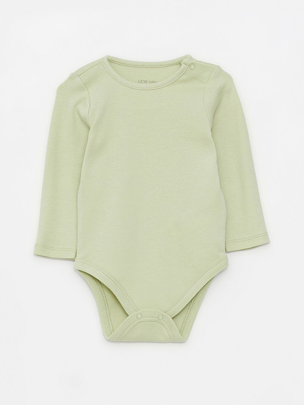 ياقة دائرية كم طويل بدلة جسم سادة للبنات الرضع مع كباسين في منطقة الحفاض - عبوة من ٥ قطع-3