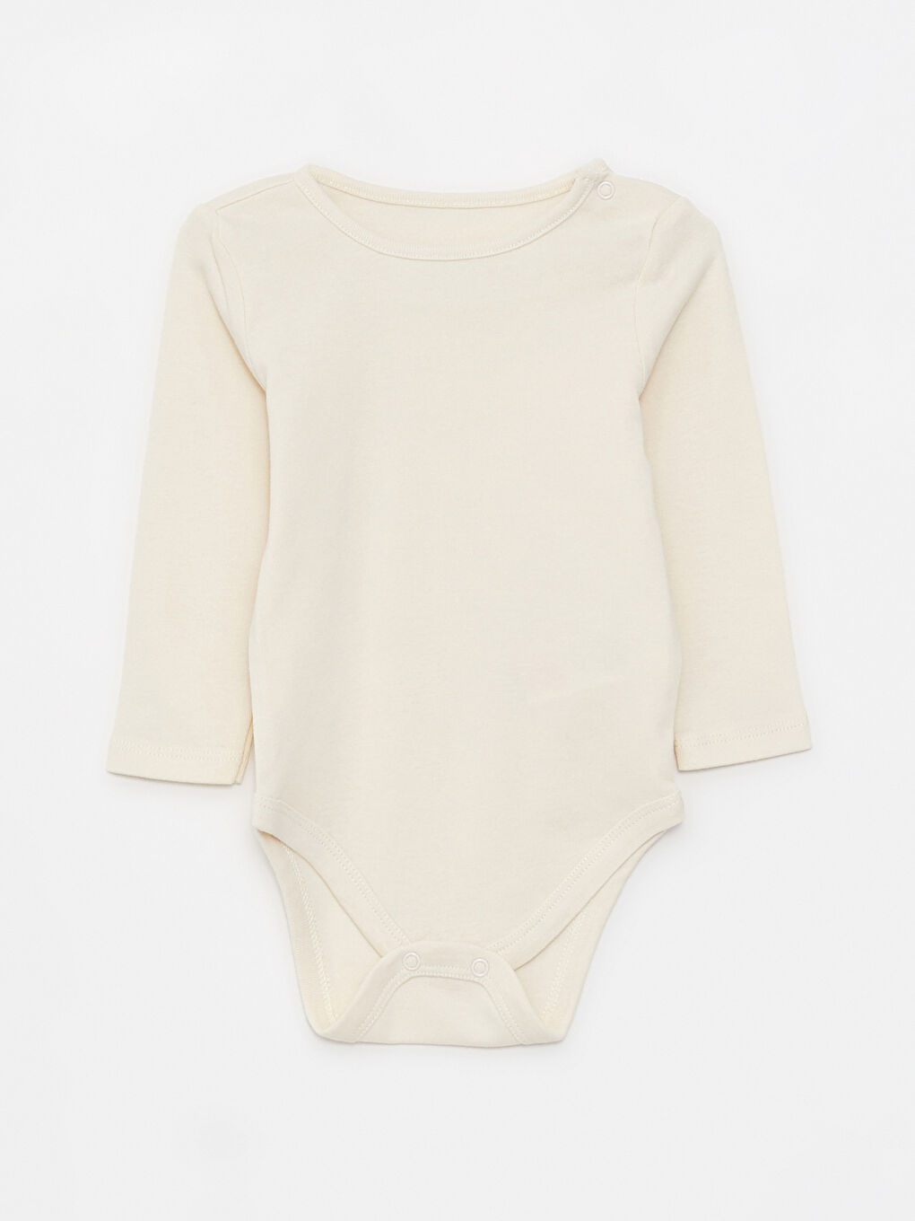 ياقة دائرية كم طويل بدلة جسم سادة للبنات الرضع مع كباسين في منطقة الحفاض - عبوة من ٥ قطع-4