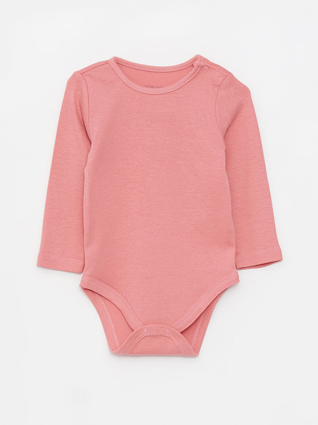 ياقة دائرية كم طويل بدلة جسم سادة للبنات الرضع مع كباسين في منطقة الحفاض - عبوة من ٥ قطع-5