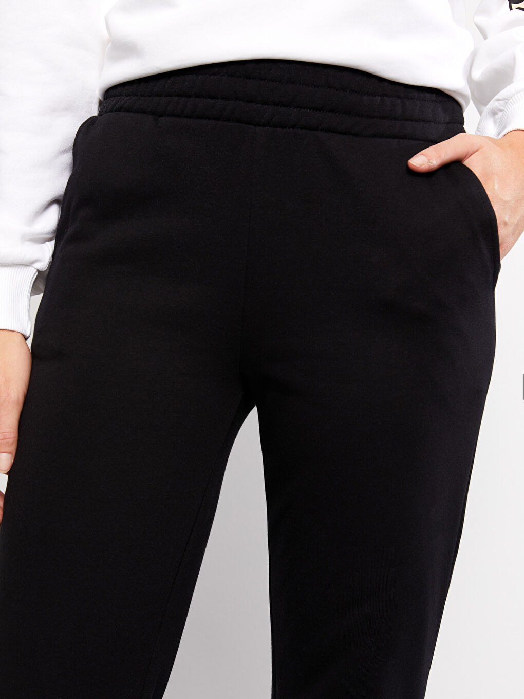 Siyah Beli Lastikli Kadın Kalın Jogger Eşofman Altı-2