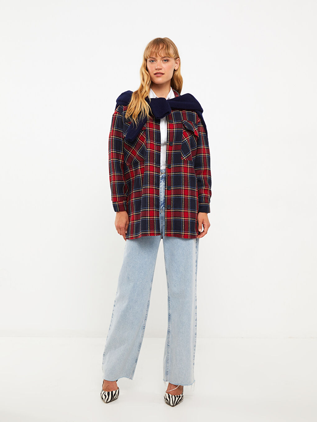 LCWAIKIKI Classic Karo Langarm Damen Hemdjacke -W2AA22Z8-LN6