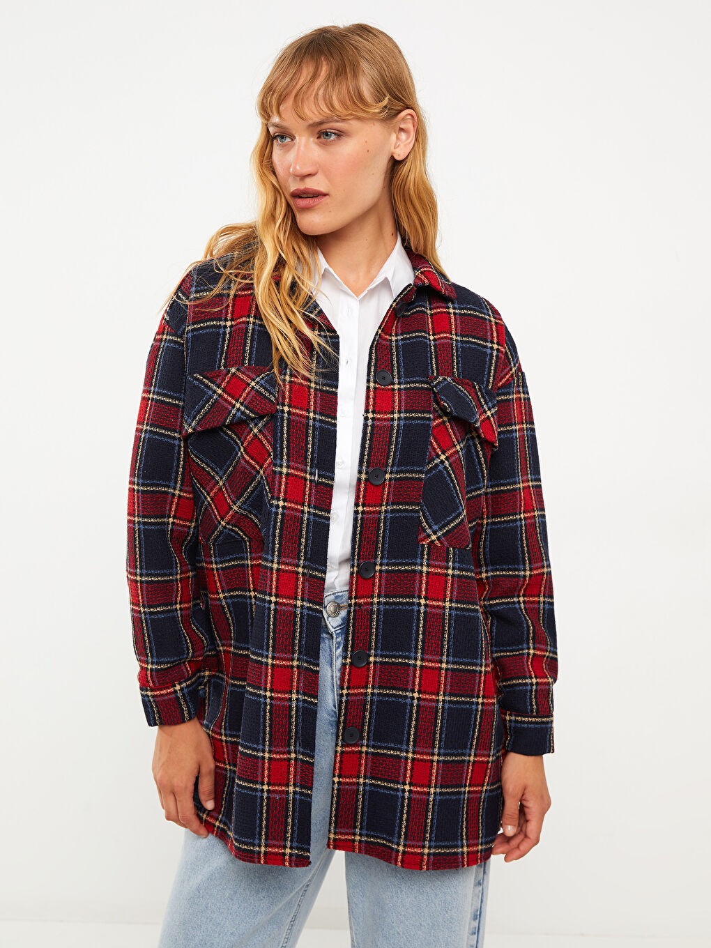 LCWAIKIKI Classic Karo Langarm Damen Hemdjacke -W2AA22Z8-LN6