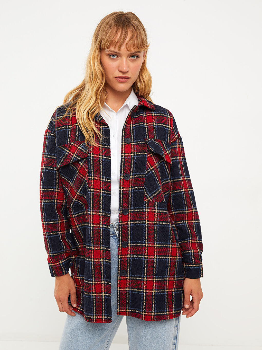 LCWAIKIKI Classic Karo Langarm Damen Hemdjacke -W2AA22Z8-LN6