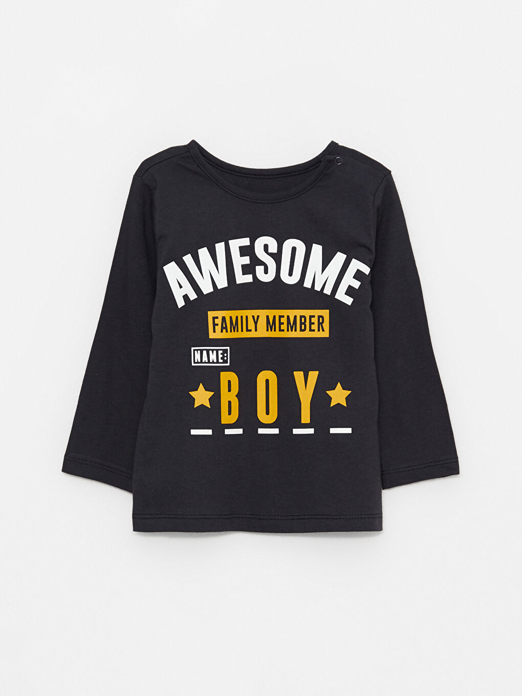 Antrasit Bisiklet Yaka Uzun Kollu Baskılı Erkek Bebek Pijama Takım-1