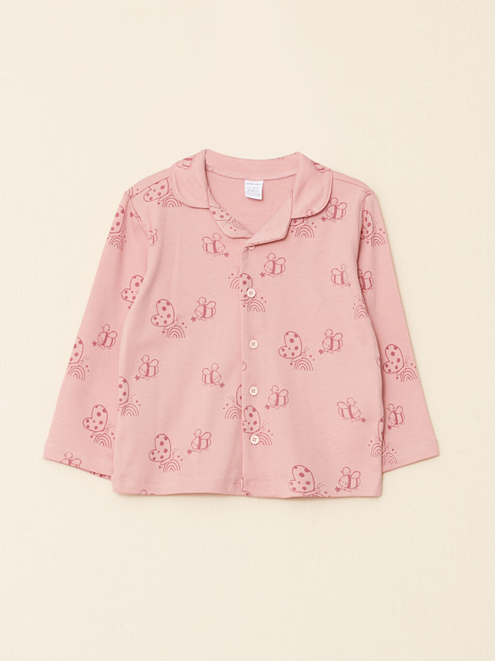 LCW baby Polo Yaka Uzun Kollu Baskılı Kız Bebek Pijama Takım -W2AA40Z1-LT4