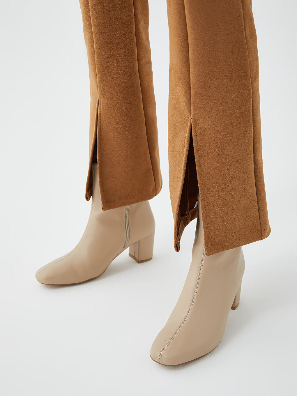 Faux Leather Zippered Women's Heeled Boots-3