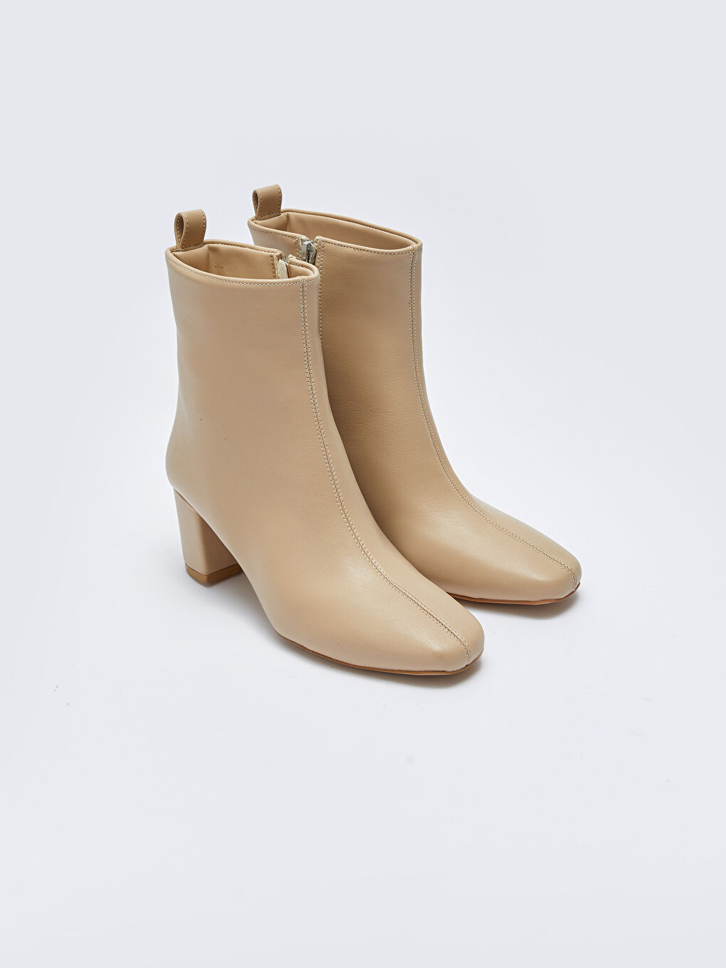 Faux Leather Zippered Women's Heeled Boots-4
