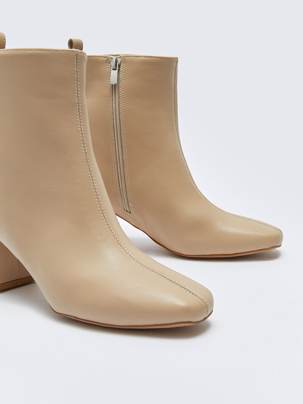 Faux Leather Zippered Women's Heeled Boots-6