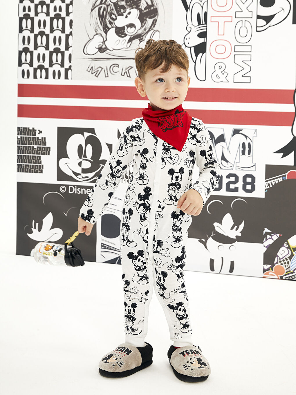 Crew Neck Long Sleeve Mickey Mouse Printed Baby Boys Jumpsuit 2 Pack