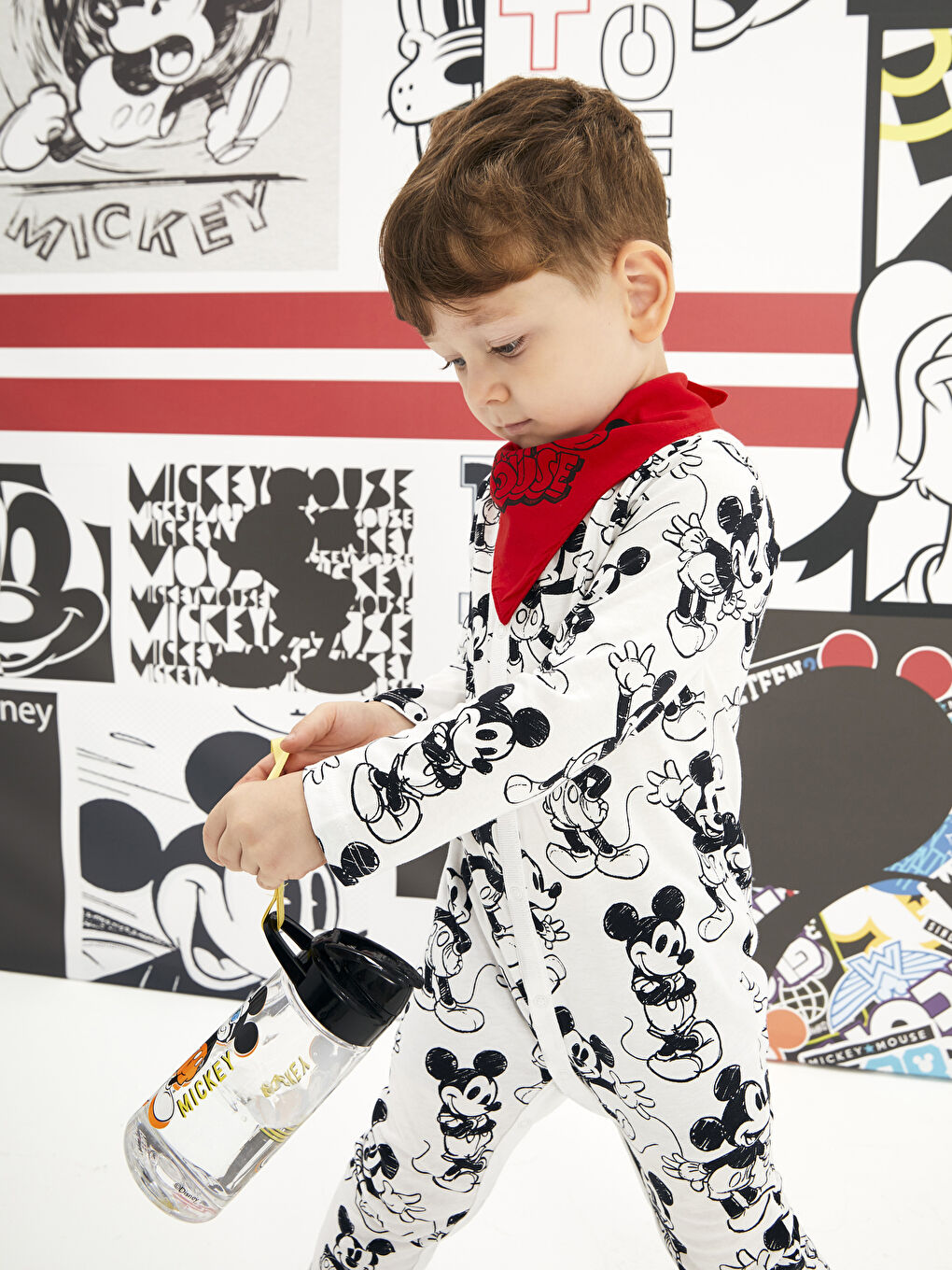 Crew Neck Long Sleeve Mickey Mouse Printed Baby Boys Jumpsuit 2 Pack-3