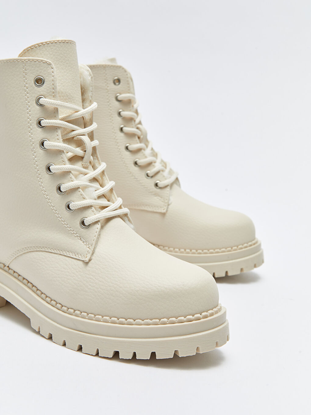 Cizme de Zăpadă pentru Femei cu Șireturi și Fermoar cu Aspect de Piele-2