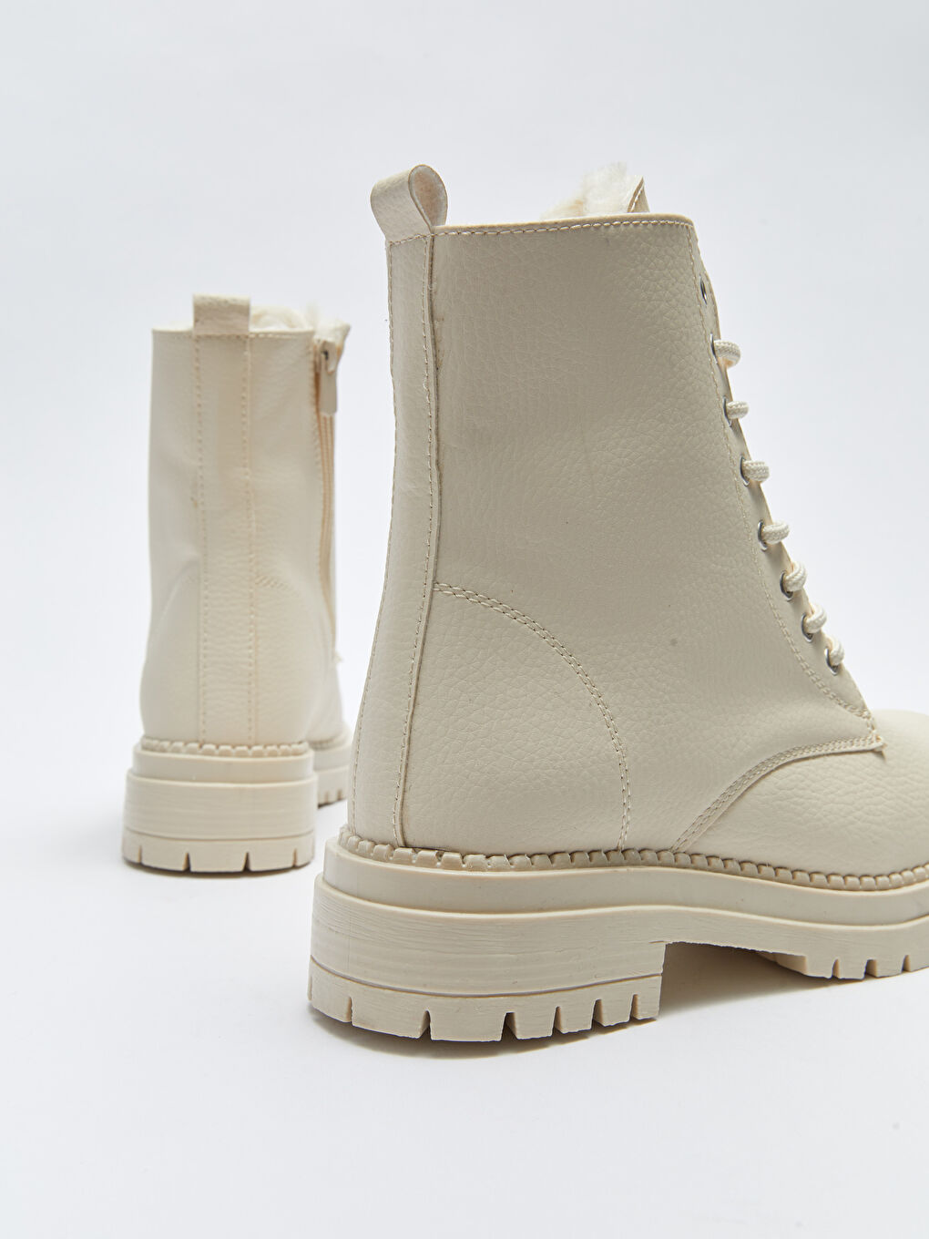 Cizme de Zăpadă pentru Femei cu Șireturi și Fermoar cu Aspect de Piele-4