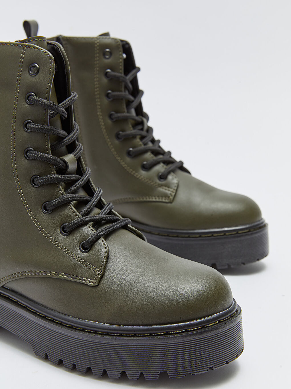 Faux Leather Lace-up and Zippered Women's Boots -W2AB03Z8-HDU