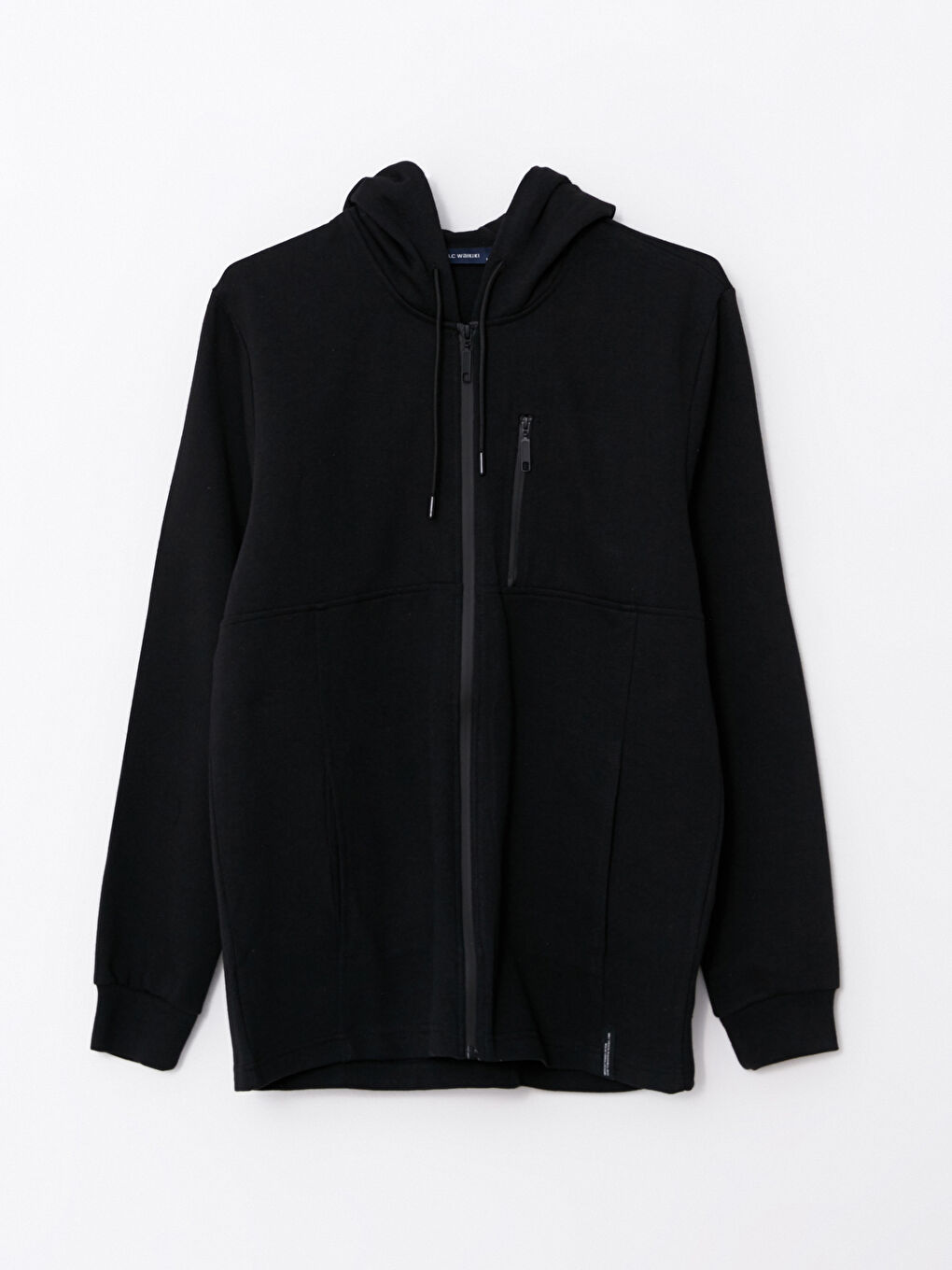 Siyah Standart Kalıp Kapüşonlu Erkek Spor Hırka-5