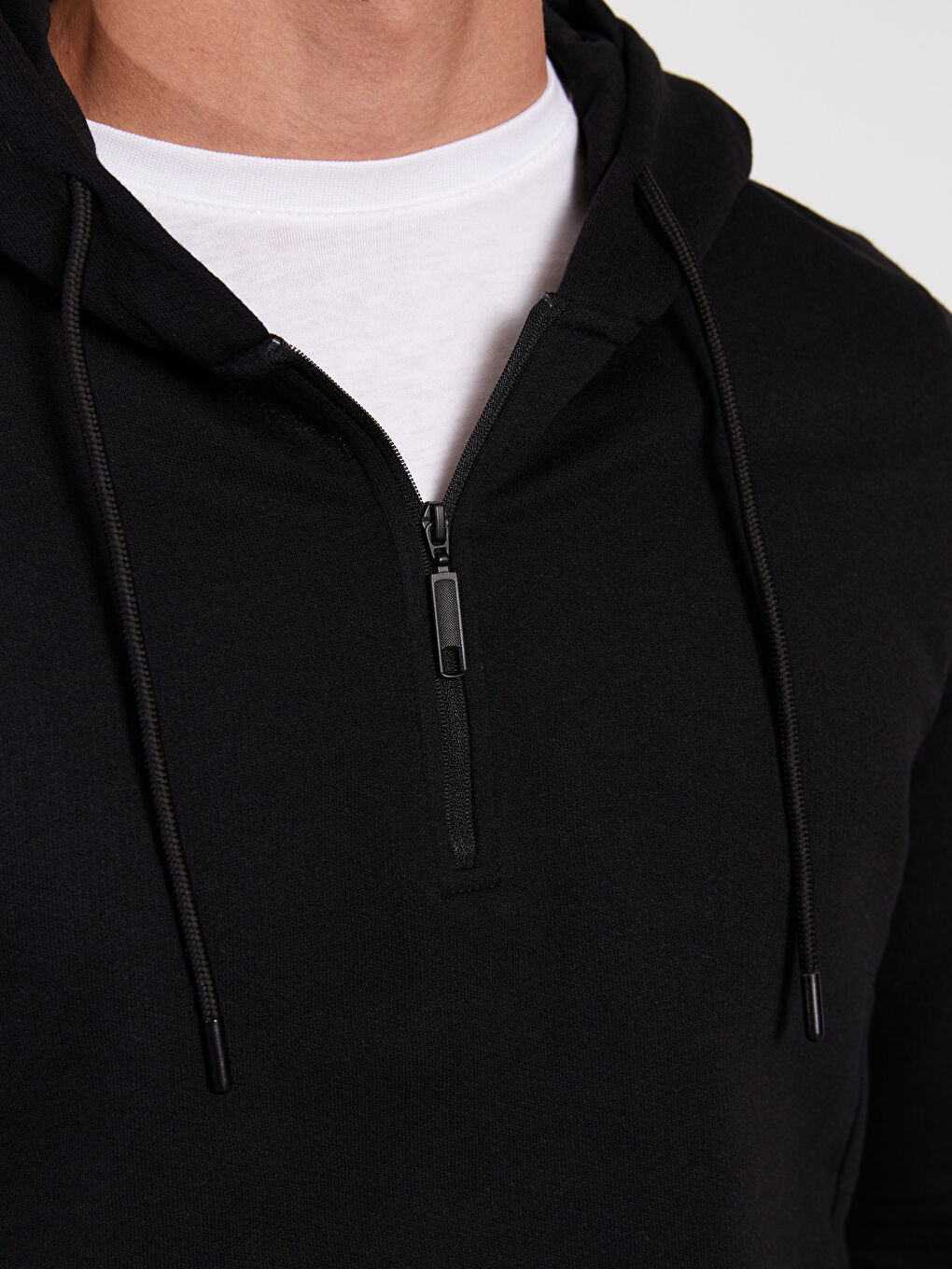 Siyah Uzun Kollu Erkek Hoodie-3