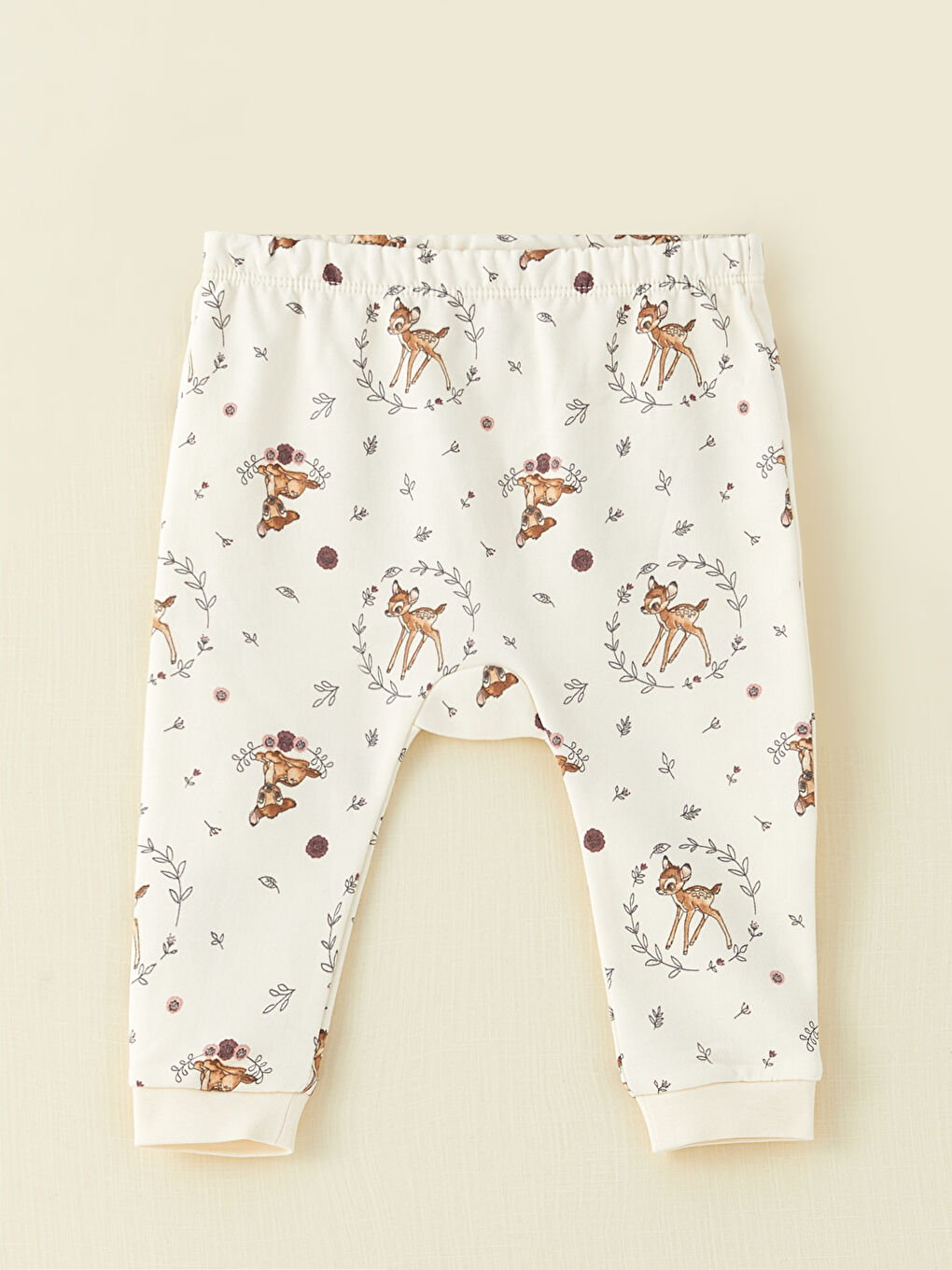 Crew Neck Long Sleeve Bambi Printed Baby Girl Cardigan and Trousers 2-Pack Set-2