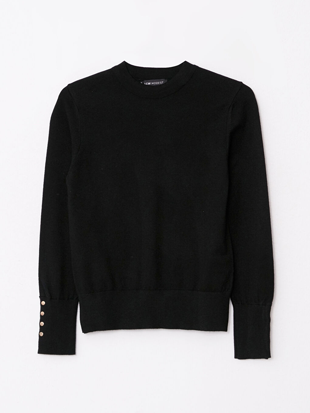 Siyah Dik Yaka Kadın Triko Kazak-4