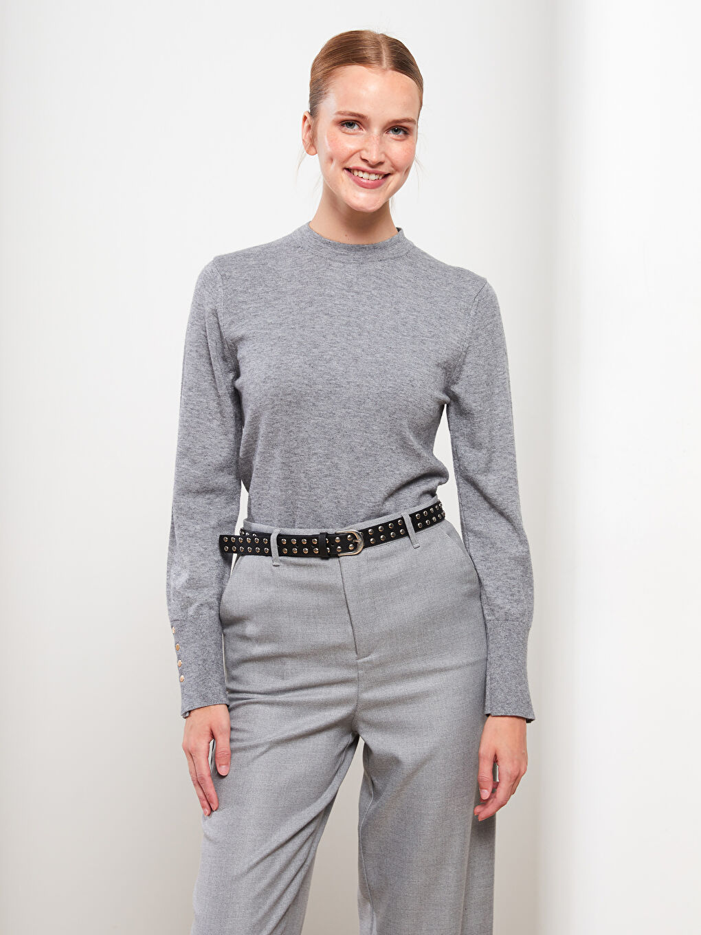 биік жағалы әйелдерге арналған трикотаж жемпір-2