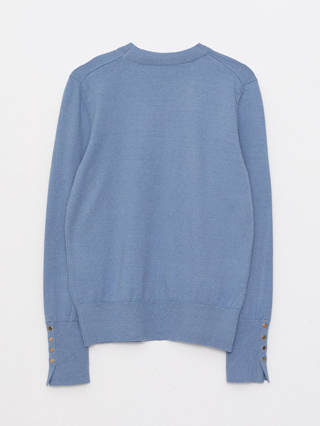 Mavi Dik Yaka Kadın Triko Kazak-7