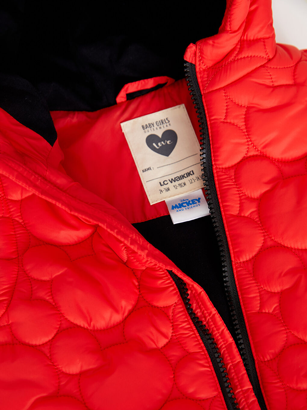 Kırmızı Kapüşonlu Minnie Mouse Desenli Kız Bebek Yelek-2
