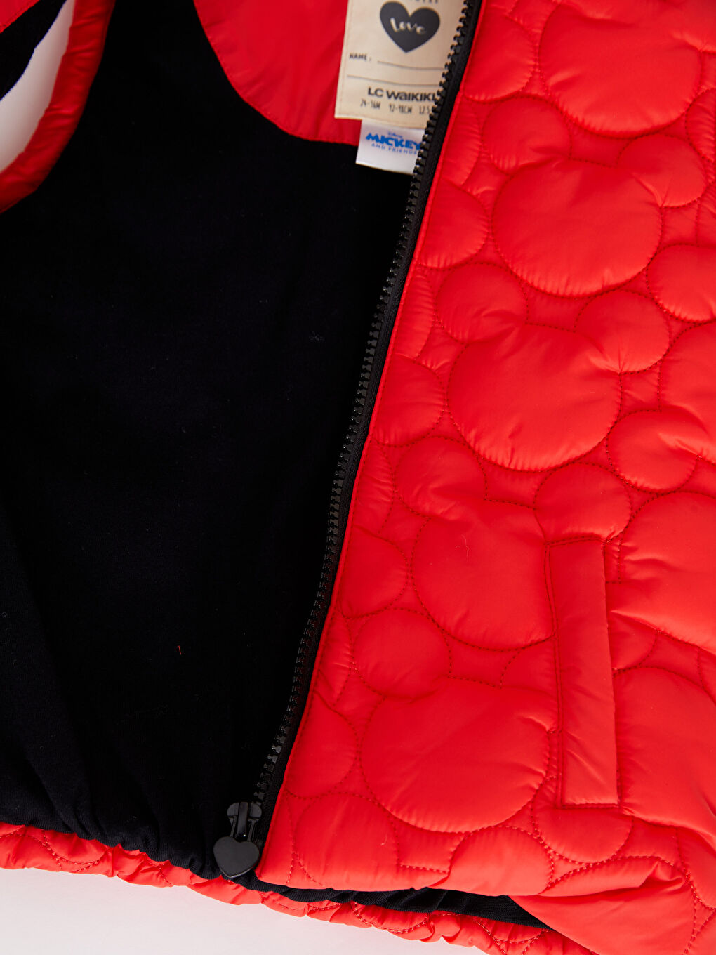 Kırmızı Kapüşonlu Minnie Mouse Desenli Kız Bebek Yelek-3