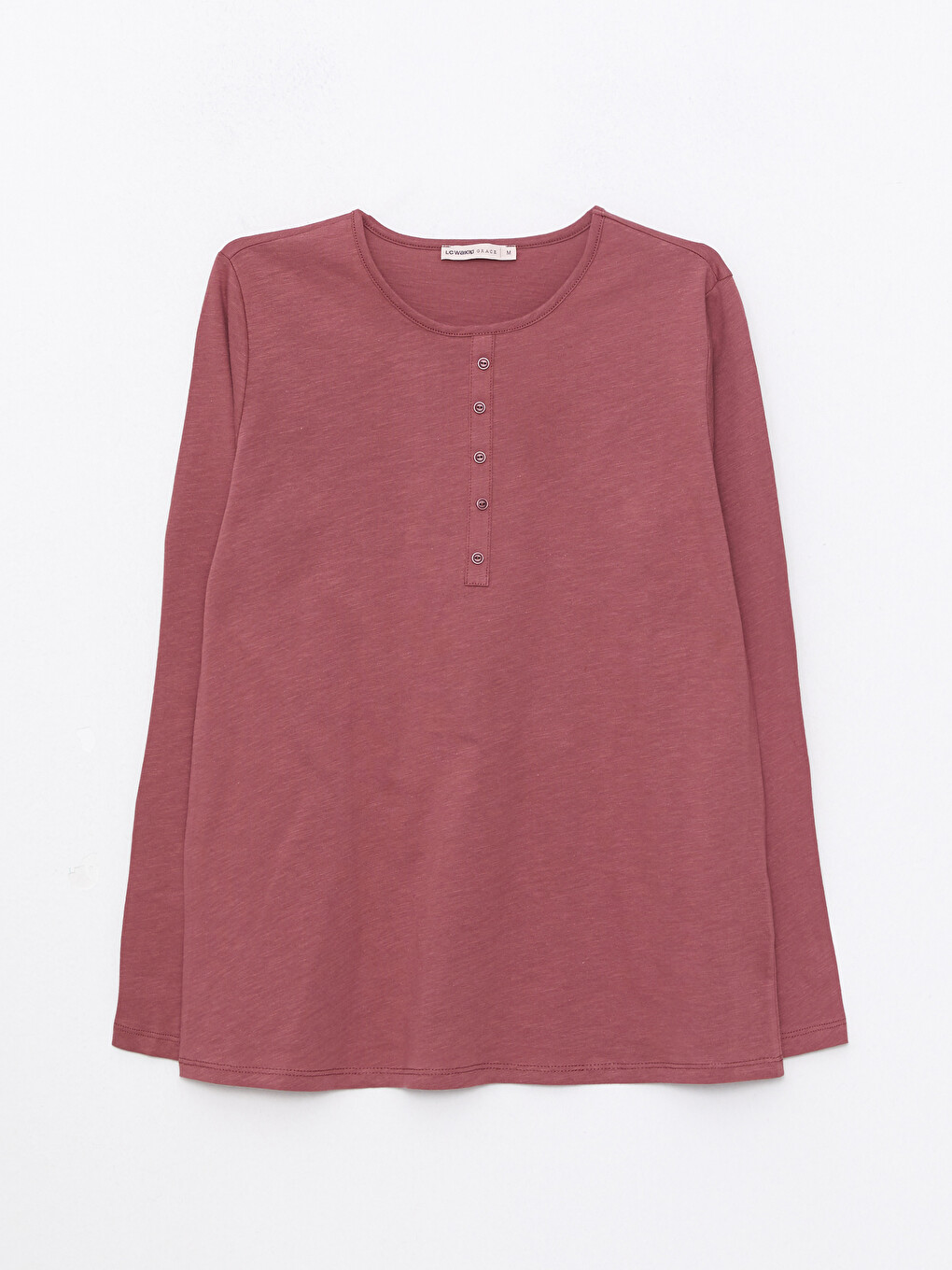 Crew Neck Regular Long Sleeve Cotton Women's T-shirt-5