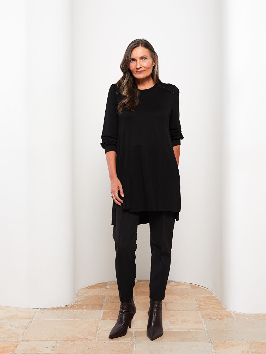LCW Grace Crew Neck Printed Long Sleeve Women's Tunic -W2AB92Z8-CVL
