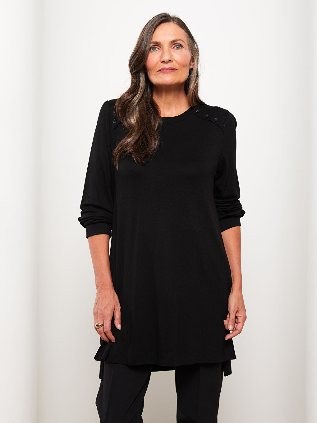 LCW Grace Crew Neck Printed Long Sleeve Women's Tunic -W2AB92Z8-CVL