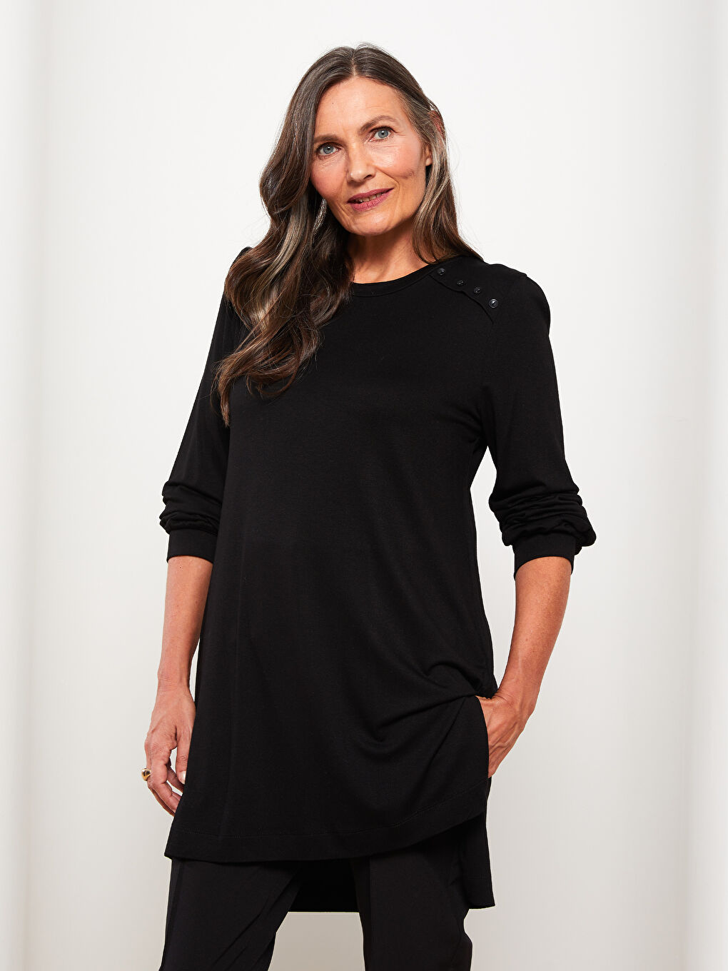 LCW Grace Crew Neck Printed Long Sleeve Women's Tunic -W2AB92Z8-CVL