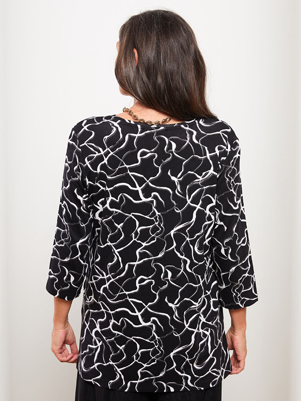 V Neck Patterned Women's Tunic-4