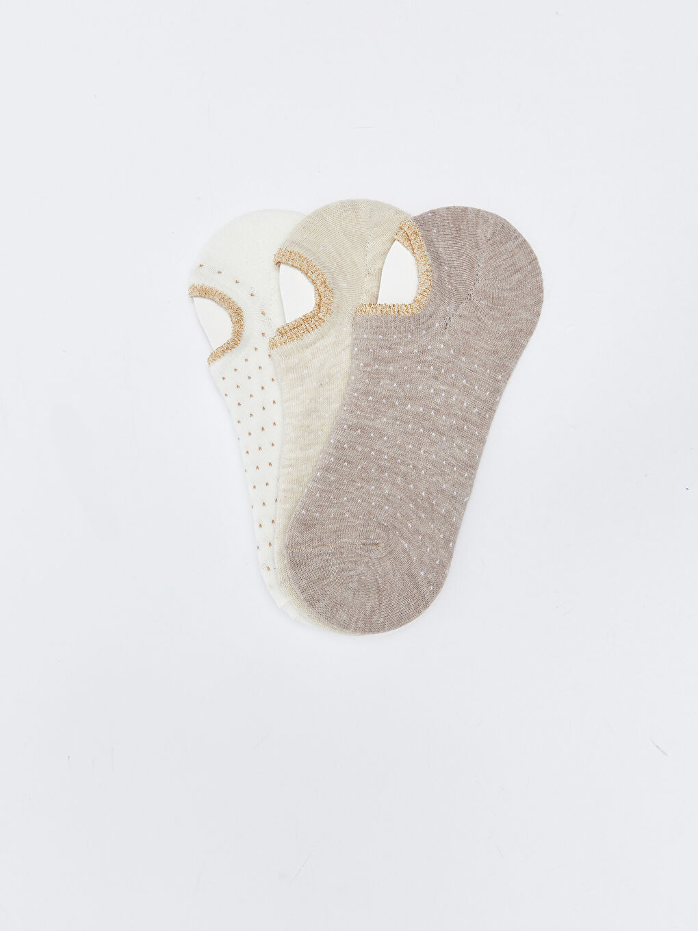 Ekru Desenli Kadın Patik Çorap 3'lü