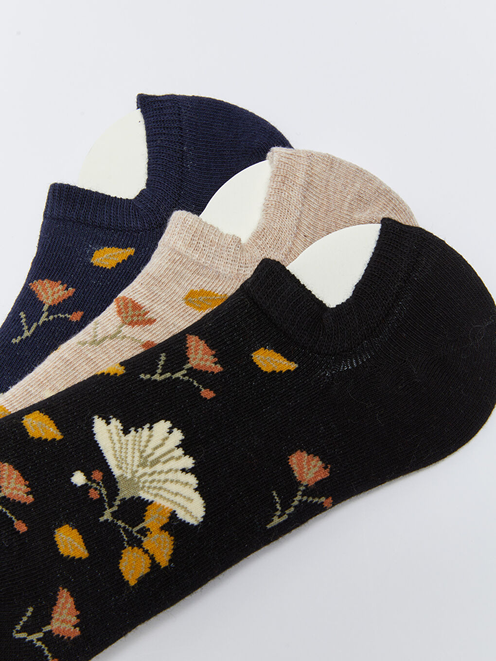 Lacivert Desenli Kadın Patik Çorap 3'lü-2