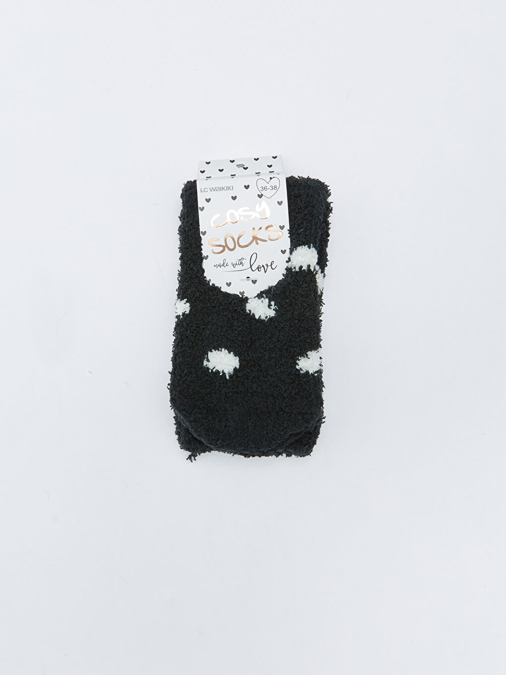 Siyah Puantiyeli Kaydırmaz Tabanlı Kadın Ev Çorabı