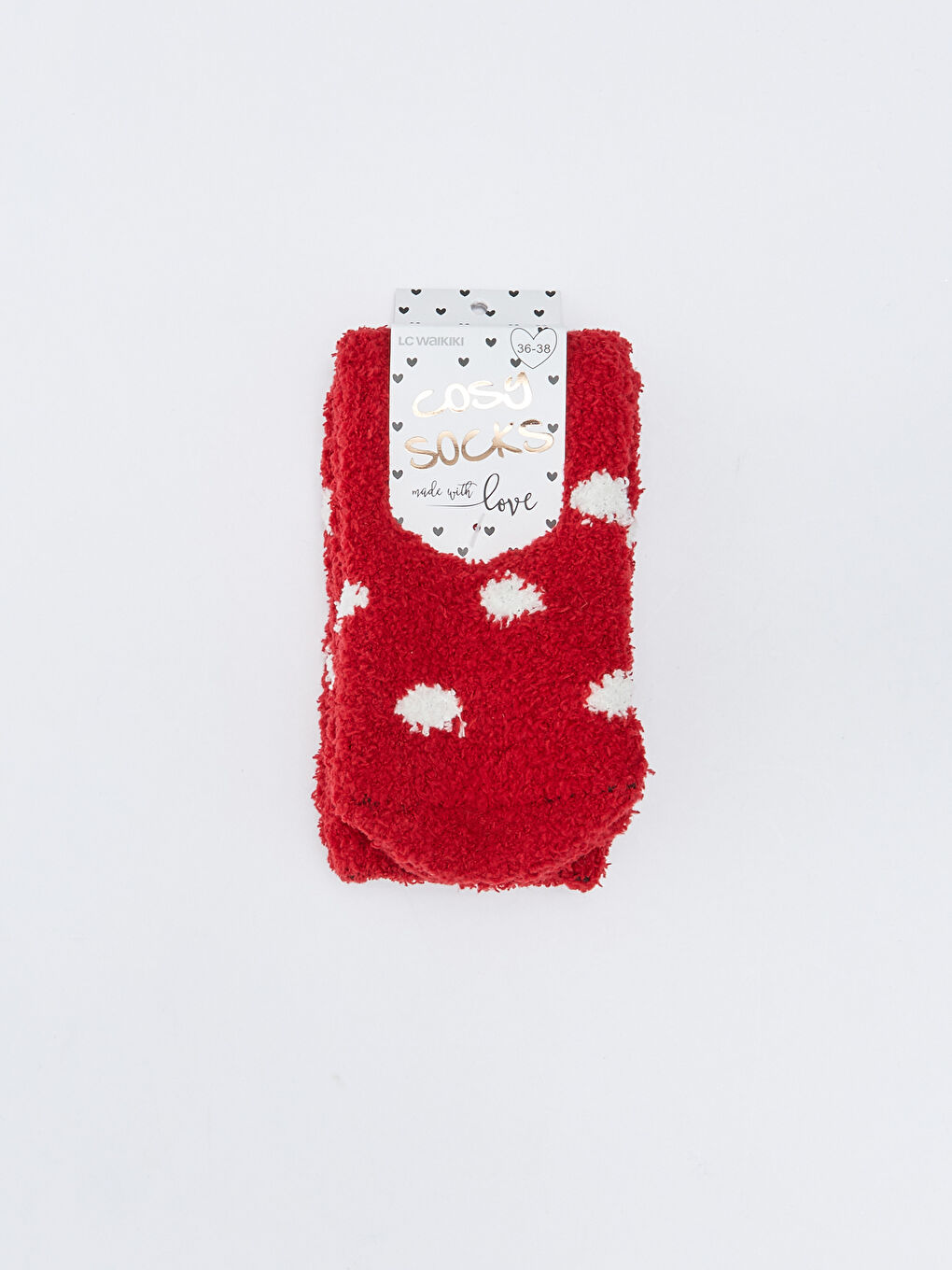 Kırmızı Puantiyeli Kaydırmaz Tabanlı Kadın Ev Çorabı