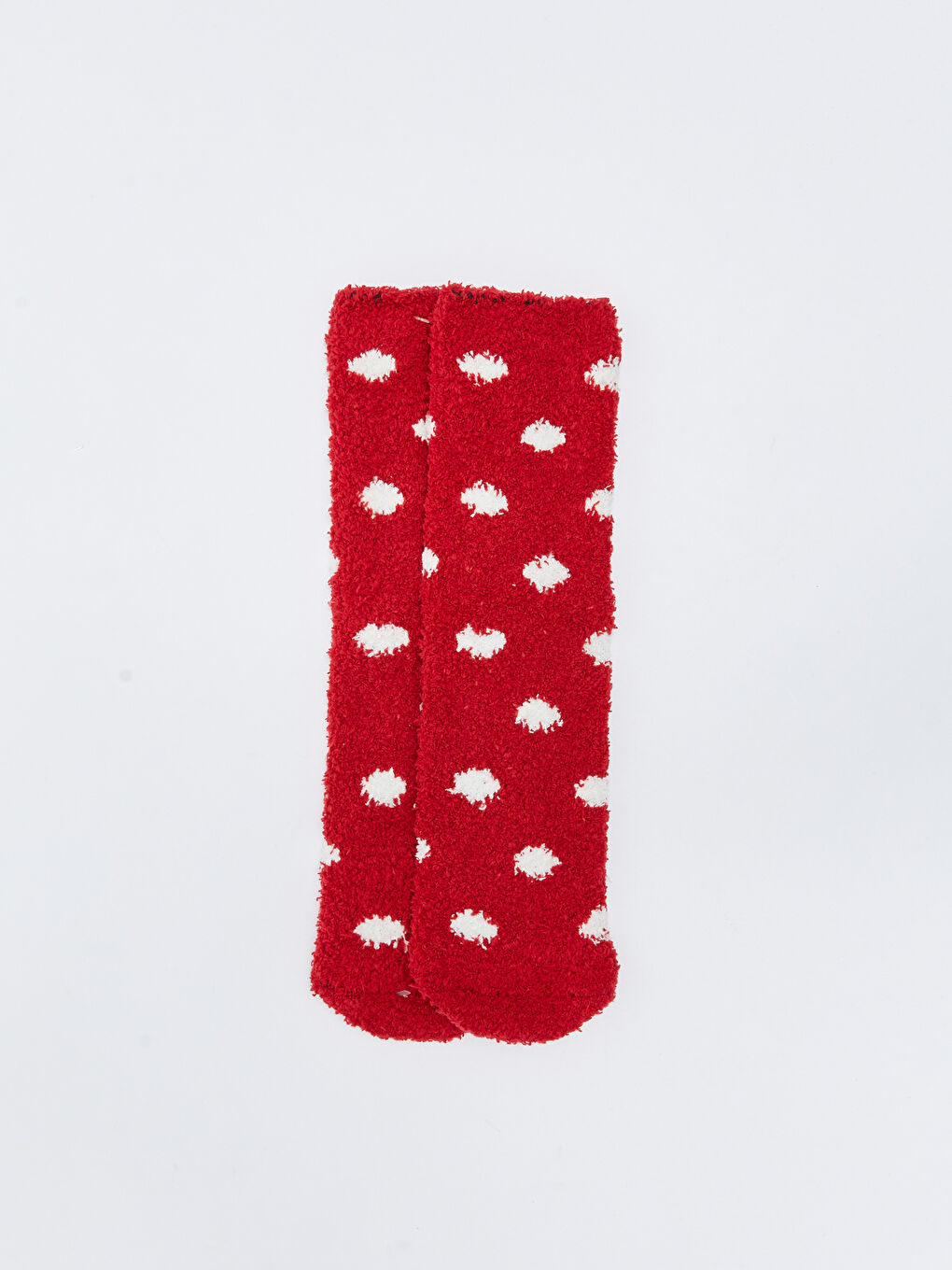 Kırmızı Puantiyeli Kaydırmaz Tabanlı Kadın Ev Çorabı-2