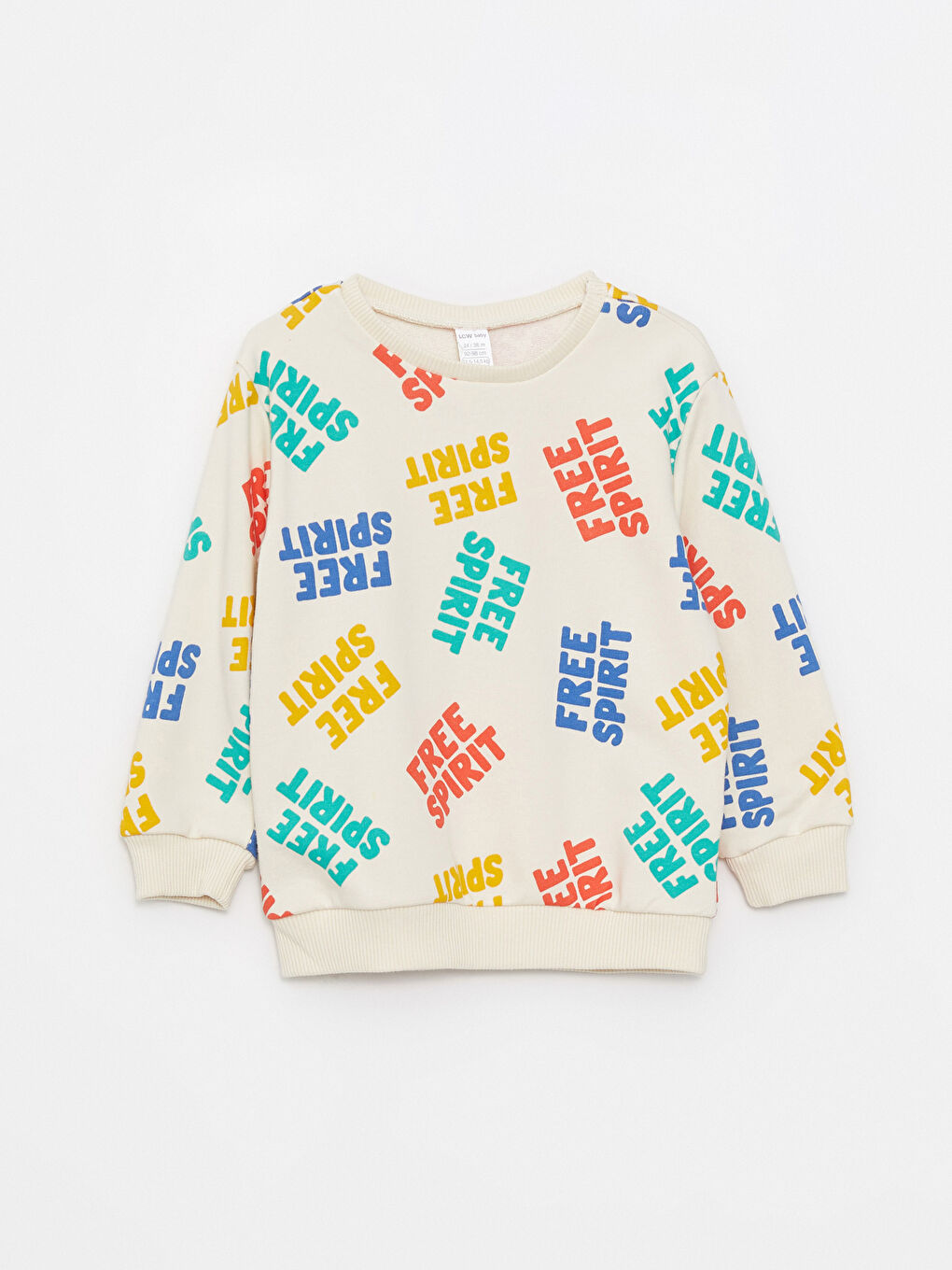 Ekru Bisiklet Yaka Uzun Kollu Baskılı Erkek Bebek Sweatshirt ve Pantolon 2'li Takım-1