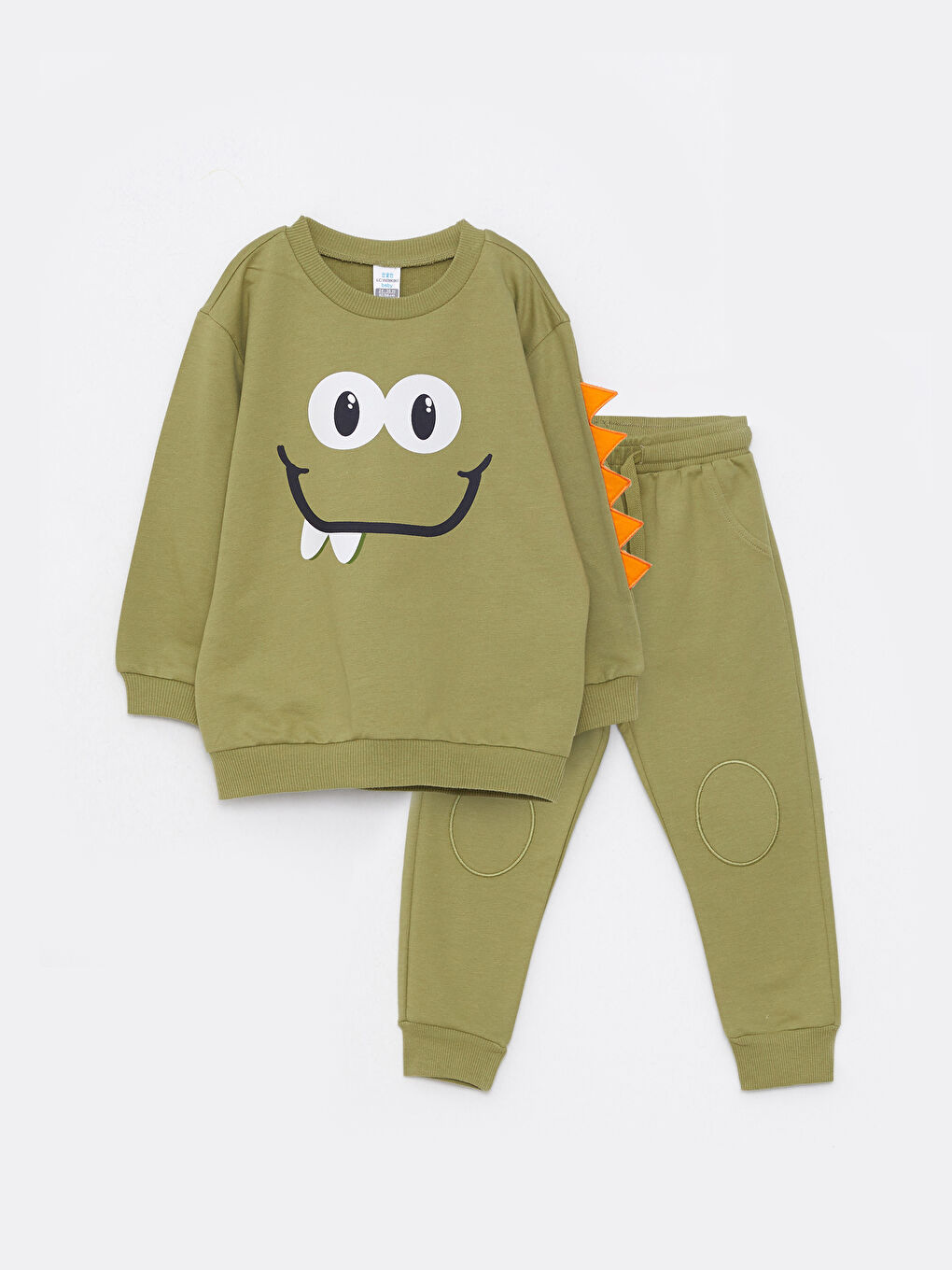 LCW baby Crew Neck Long Sleeve Printed Baby Boys' Sweatshirt and Pants 2 Pack Set -W2AC48Z1-GNK