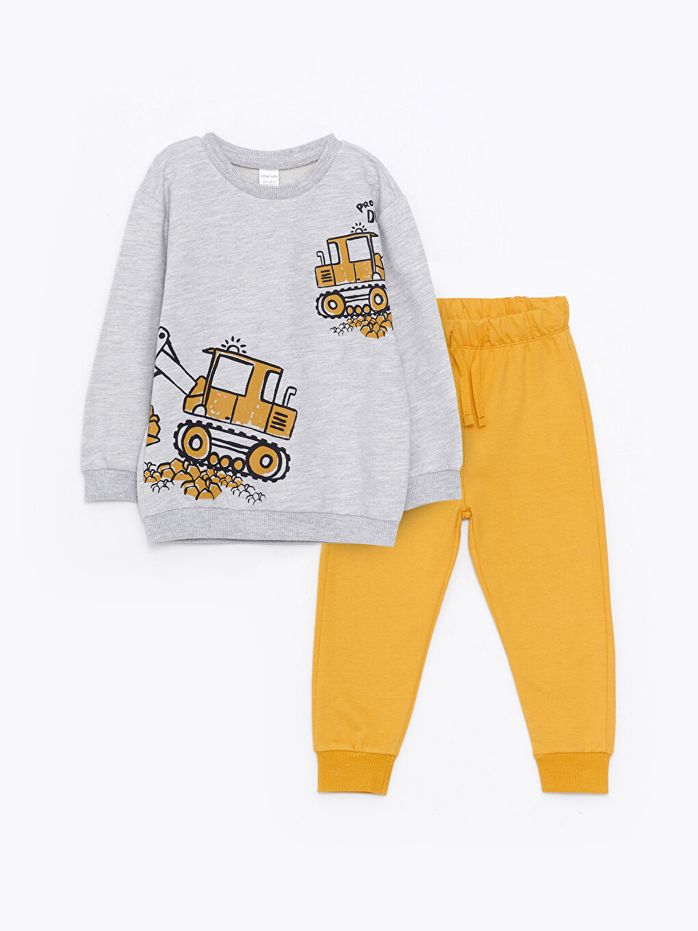 طقم بلوزة كم طويل بياقة دائرية مطبوعة للأولاد الرضع وبنطلون - مجموعة من قطعتين