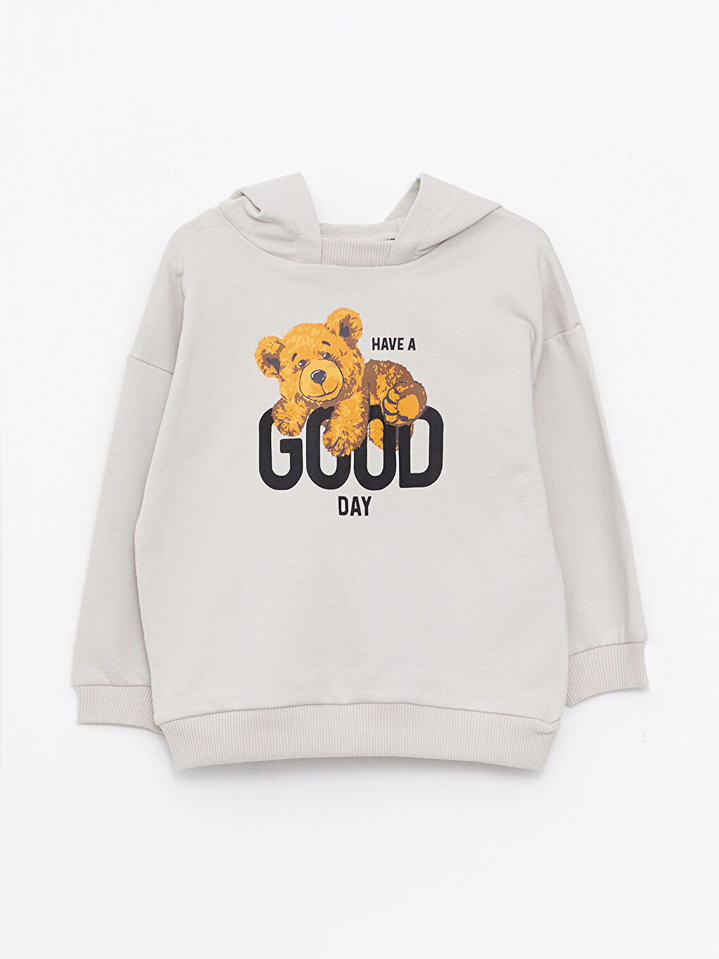 Gri Kapüşonlu Uzun Kollu Baskılı Erkek Bebek Sweatshirt ve Pantolon 2'li Takım-6