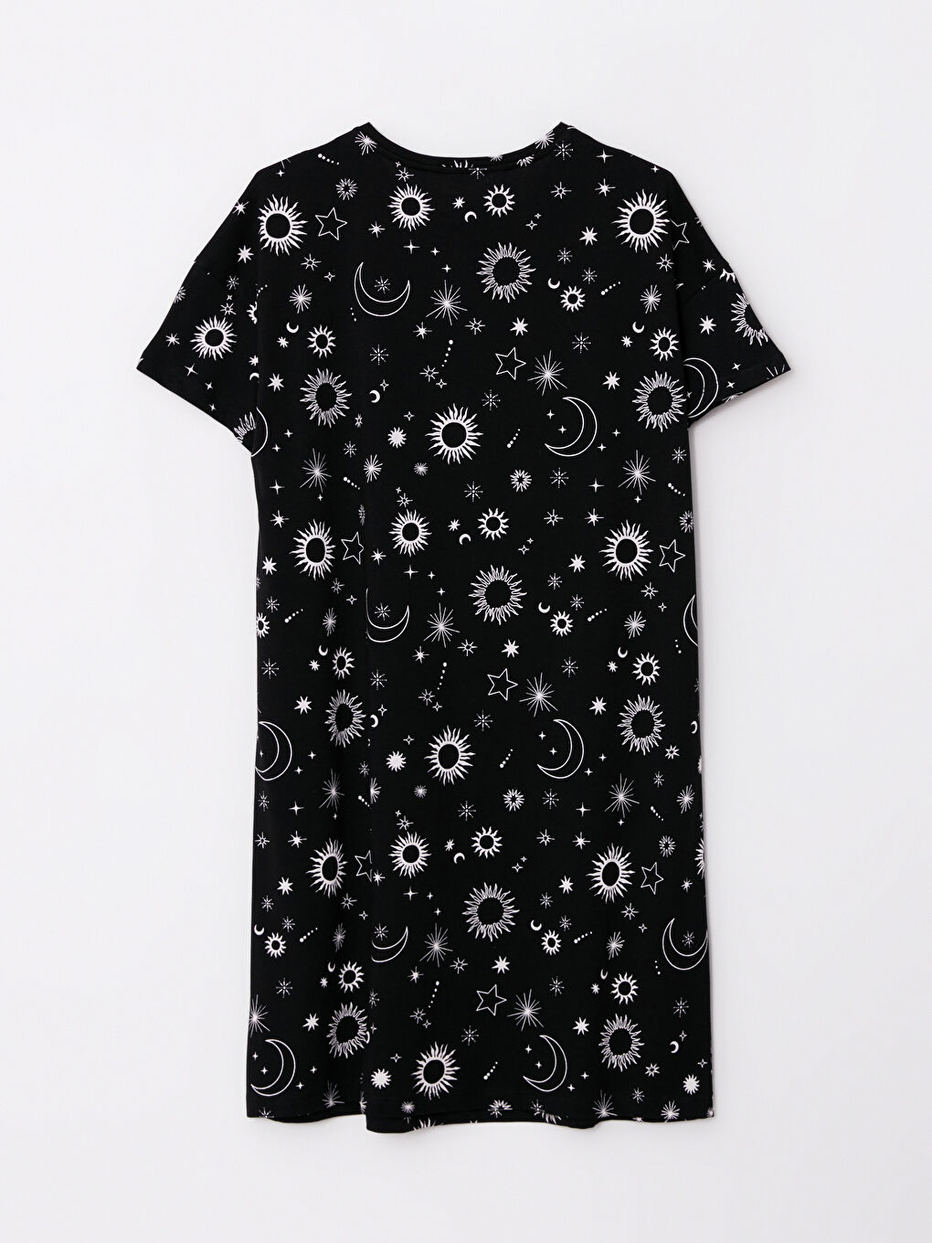 قميص نوم قطن كم قصير مطبوع بياقة دائرية للسيدات-6