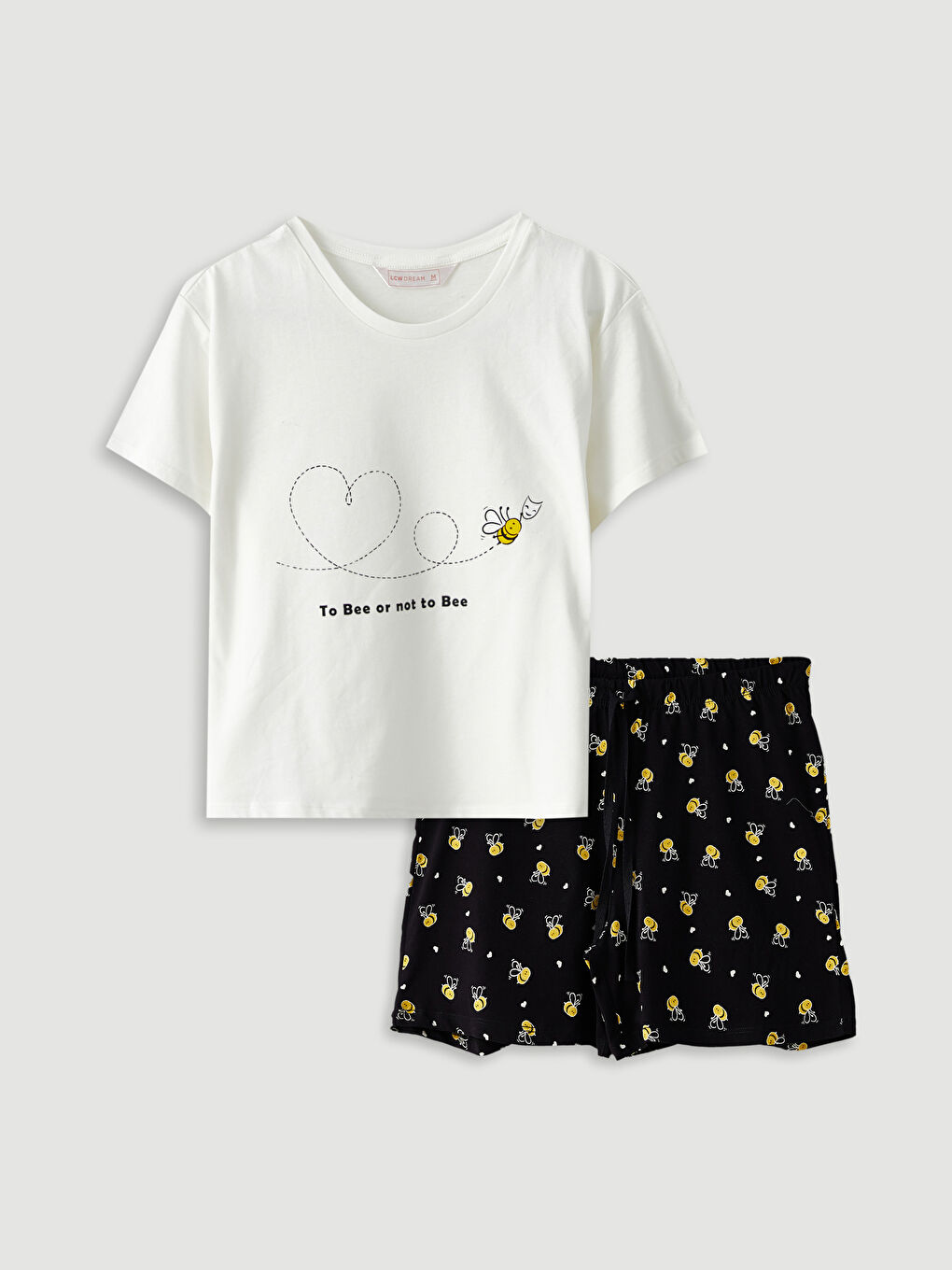 LCW DREAM Rundhalsausschnitt Bedrucktes Kurzarm Baumwolle Pyjama-Set für Damen -W2AD01Z8-LQJ