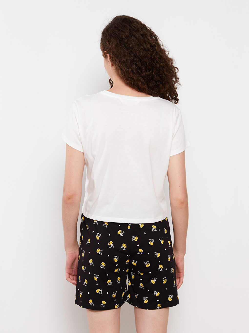 LCW DREAM Rundhalsausschnitt Bedrucktes Kurzarm Baumwolle Pyjama-Set für Damen -W2AD01Z8-LQJ