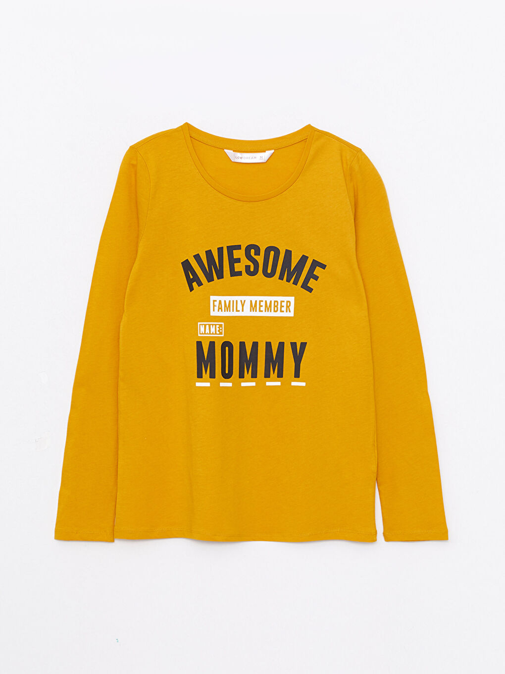 Sarı Bisiklet Yaka Baskılı Uzun Kollu Kadın Pijama Takımı-12