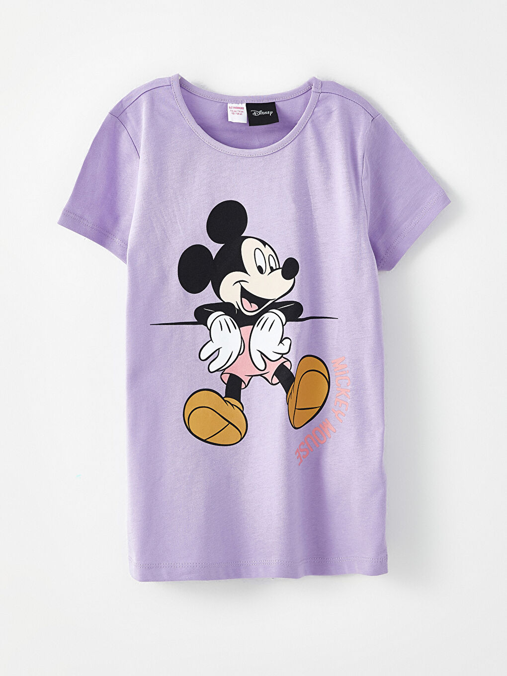 LCW Kids Koyu Lila Bisiklet Yaka Mickey Mouse Baskılı Kısa Kollu Kız Çocuk Pijama Takımı - 1