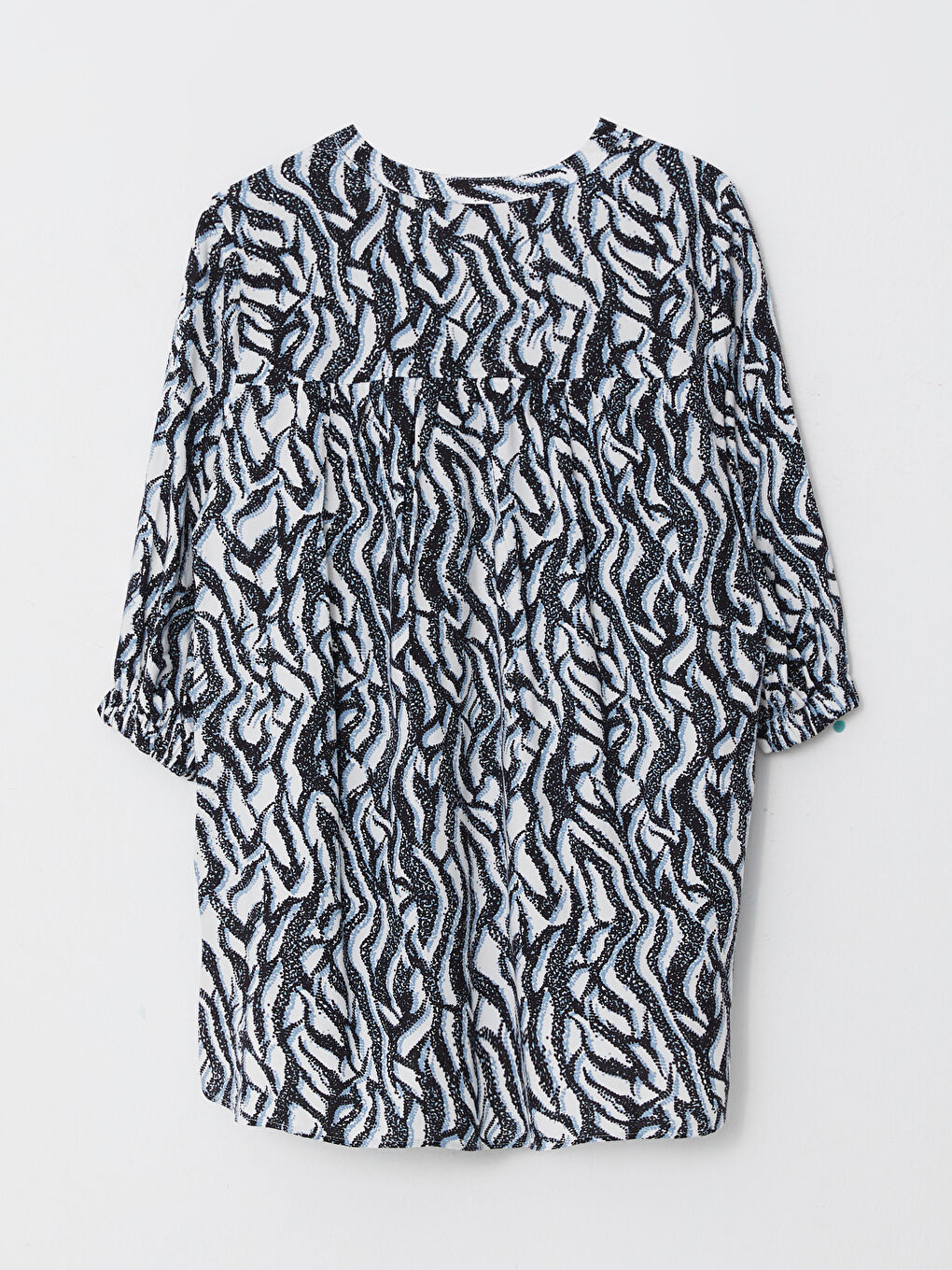 Әйелдерге арналған ойық жағалы принтті вискоза блузка-6