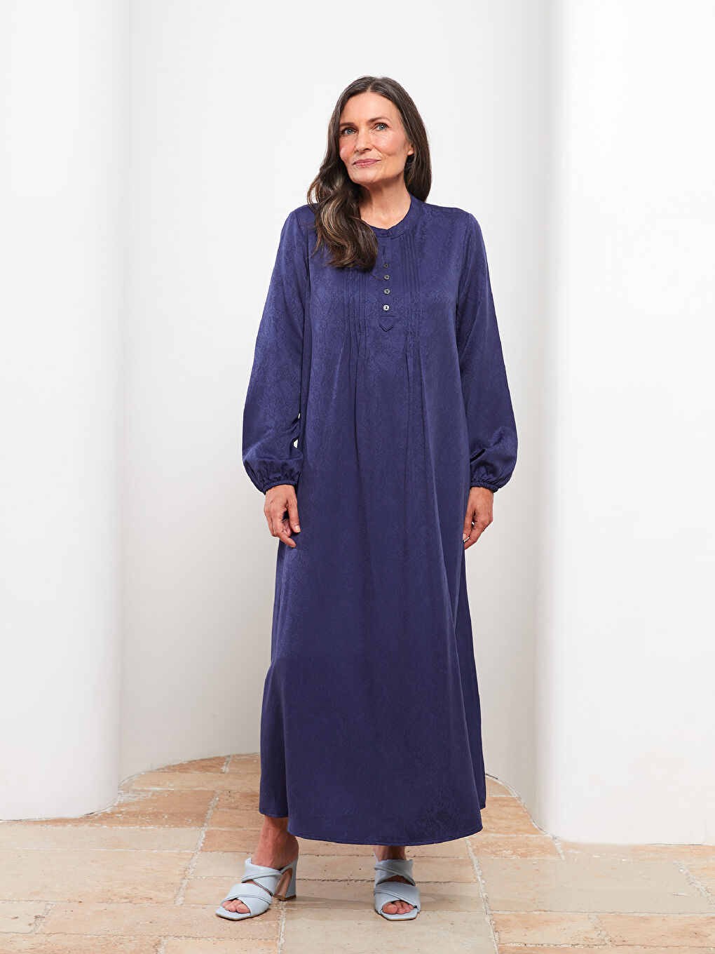 Crew Neck Patterned Long Sleeve Women's Dress-2