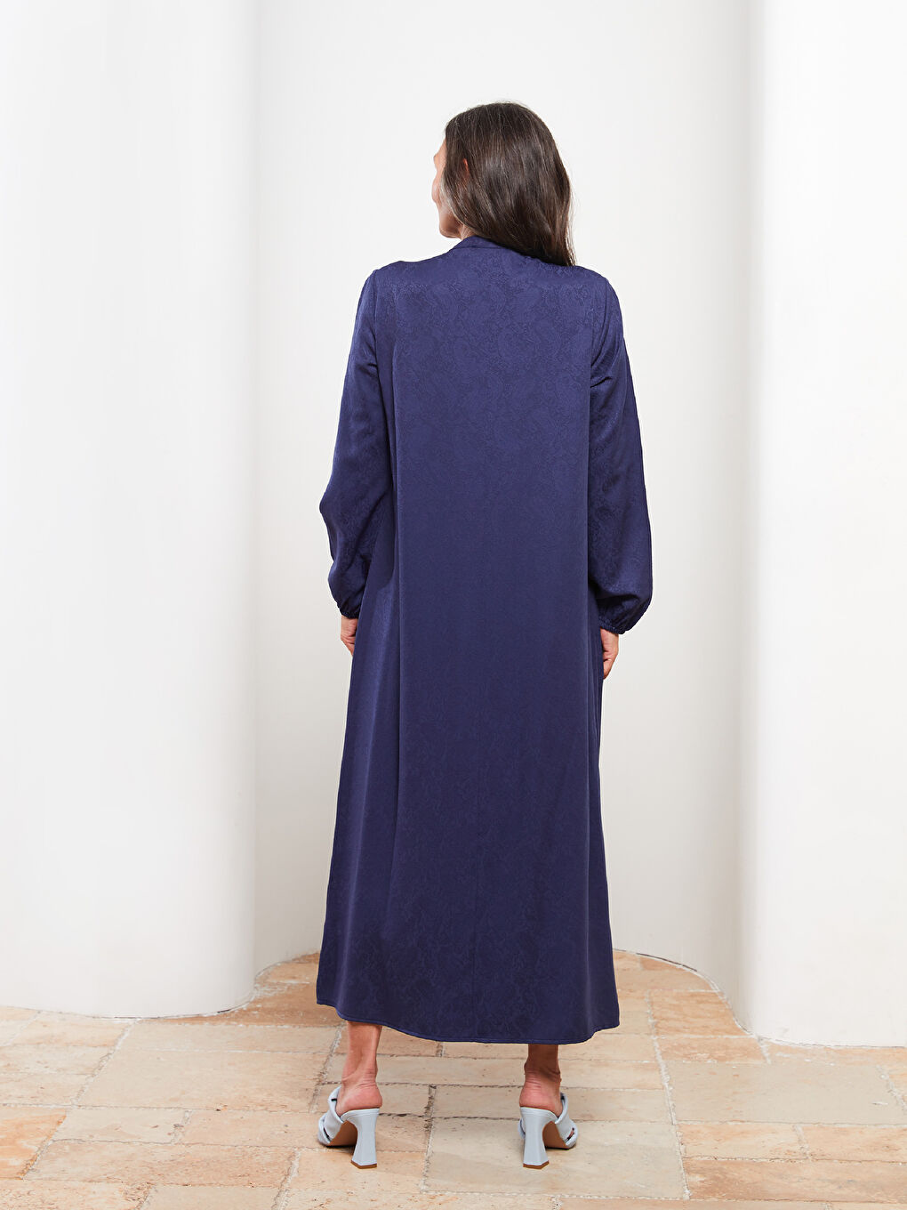 Crew Neck Patterned Long Sleeve Women's Dress-4