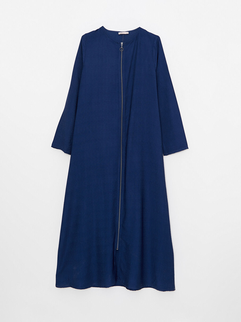 Lacivert Bisiklet Yaka Düz Uzun Kollu A Kesim Kadın Ferace-5